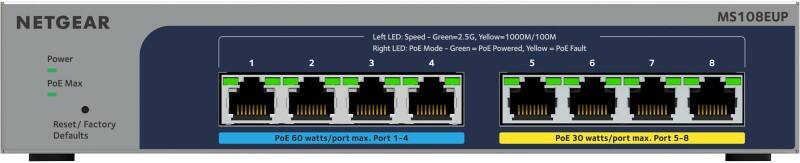 NETGEAR 8-Port Ultra60 PoE++ Multi-Gigabit (2.5G) Ethernet Plus Switch Managed L2/L3 2.5G Ethernet (100/1000/2500) Power over Ethernet (PoE) Grau