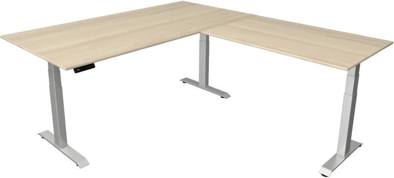 Kerkmann Elektronisch Höhenverstellbar Sitz-Stehschreibtisch Ahorn T-Fuß 2.000 (B) x 2.200 (T) x 1.290 (H) mm Metall, Holz