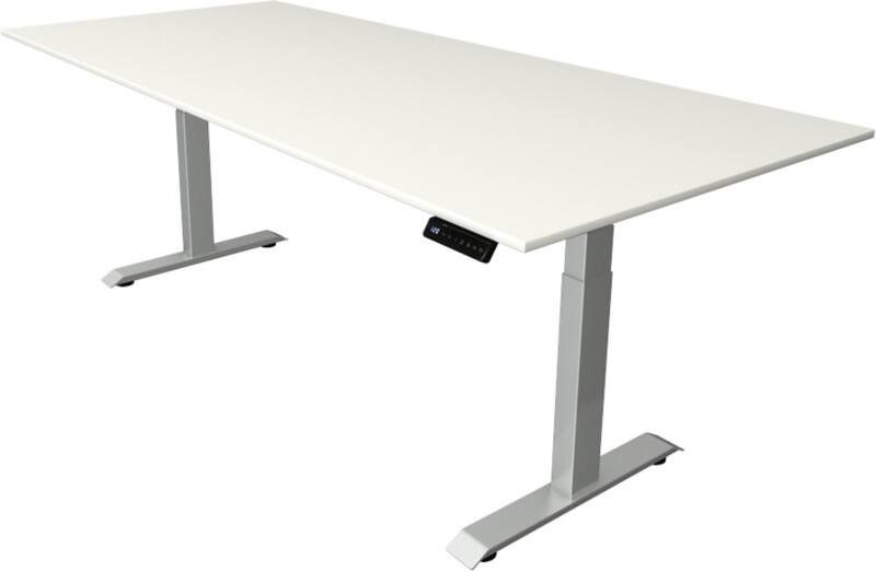 Kerkmann Elektronisch Höhenverstellbar Sitz-Stehschreibtisch Weiß T-Fuß 2.250 (B) x 1.000 (T) x 1.290 (H) mm Metall, Holz