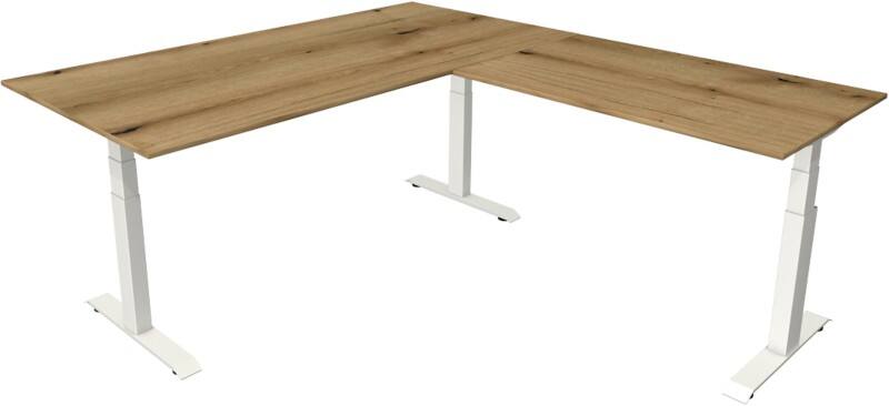 Kerkmann Elektronisch Höhenverstellbar Sitz-Stehschreibtisch Eiche T-Fuß 2.000 (B) x 2.200 (T) x 1.290 (H) mm Metall, Holz