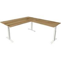 Kerkmann Elektronisch Höhenverstellbar Sitz-Stehschreibtisch Eiche T-Fuß 2.000 (B) x 2.200 (T) x 1.290 (H) mm Metall, Holz