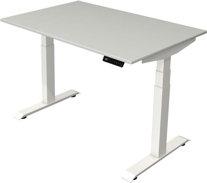 Kerkmann Elektronisch Höhenverstellbar Sitz-Stehschreibtisch Hellgrau T-Fuß 1.200 (B) x 800 (T) x 1.290 (H) mm Metall, Holz