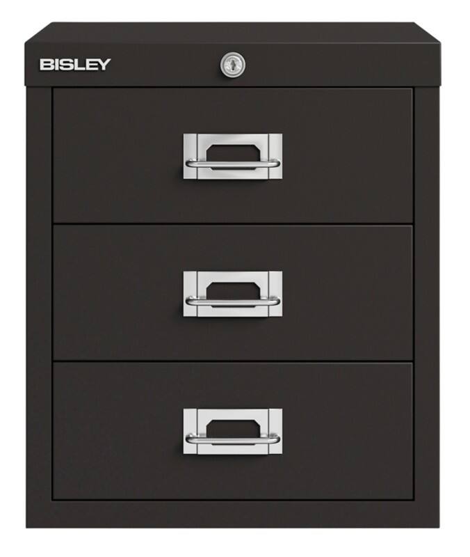 Bisley Metall Schubladenschrank 3 Schübe 279 x 407 x 325 mm Schwarz  