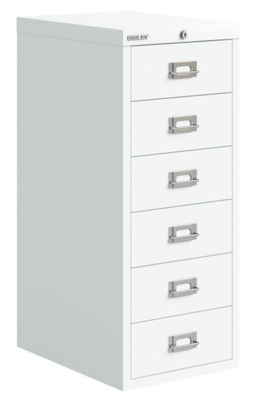 Bisley Metall Schubladenschrank 6 Schübe 279 x 407 x 590 mm Weiß  