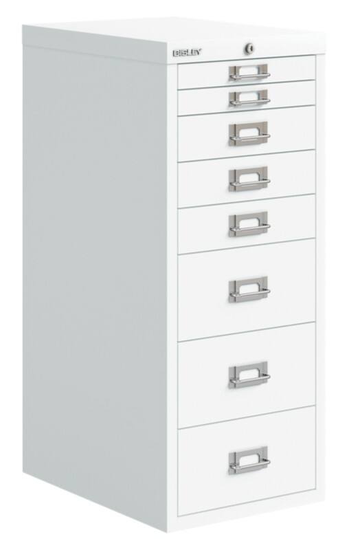 Bisley Metall Schubladenschrank 7 Schübe 279 x 407 x 590 mm Weiß  