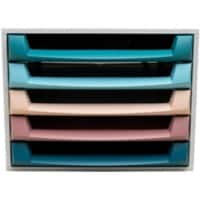 Exacompta Skandi Schubladenbox Kunststoff Farbig Sortiert 5 Schubladen 28,4 x 38,7 x 21,8 cm