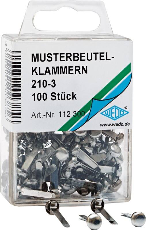 WEDO Musterbeutelklammer Metall 70 mm Silber 1000 Stück