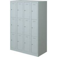 Bisley Primary Stahl Garderobenschrank 3 Türen 4 abteile Schlüssel 1.200 x 500 x 1.800 mm Hellgrau