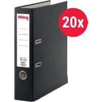 Viking Premium Breit Ordner DIN A4 75 mm Schwarz 2 Ringe Kunststoff Matt Hochformat 20 Stück