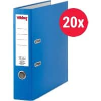 Viking Premium Breit Ordner DIN A4 75 mm Blau 2 Ringe Kunststoff Matt Hochformat 20 Stück
