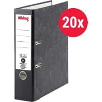 Viking Breit Ordner DIN A4 hoch 80 mm Schwarz 2 Ringe 6180 Pappkarton Wolkenmarmor Hochformat  20 Stück