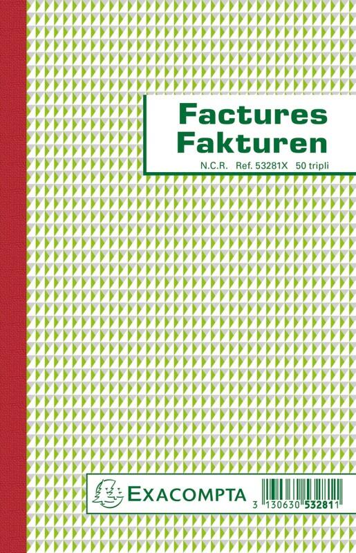 Exacompta Rechnungsbuch 53281X Niederländischer und französischer Text Dreifach 10 Stück