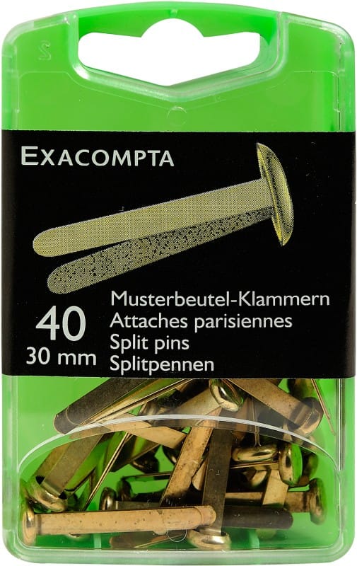 Exacompta Musterbeutelklammer Gold Nicht Haftend 14748E 5,7 (B) x 2,2 (T) x 9 (H) cm 200 Stück