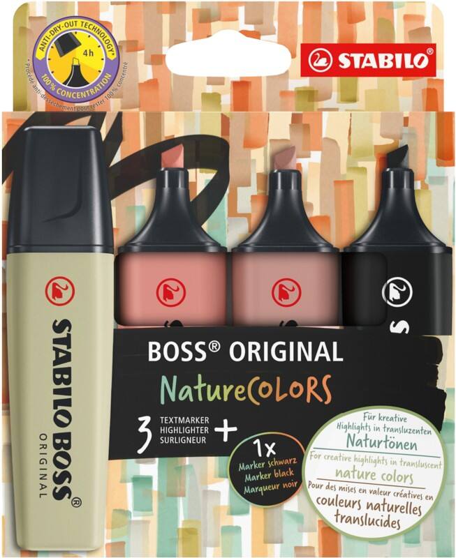 STABILO  Farbig sortiert  Breit Keilspitze  - 5 mm 4 Stück
