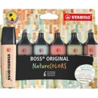 STABILO BOSS ORIGINAL NatureCOLORS Marker Farbig sortiert Breit Keilspitze 2 - 5 mm 6 Stück