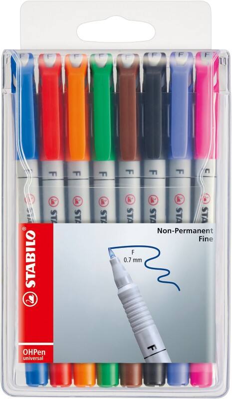 STABILO OHPen universal Folienstift Fein Filzspitze 0.7 mm Farbig sortiert 8 Stück