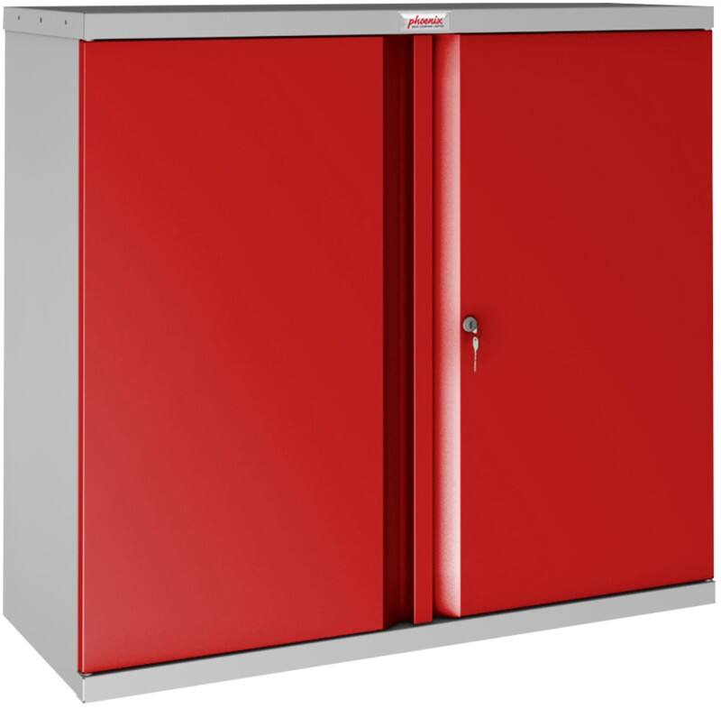 Phoenix SC Schrank Stahl 1 Fachboden abschließbar 1.000 x 500 x 1.000 mm Grau, Rot