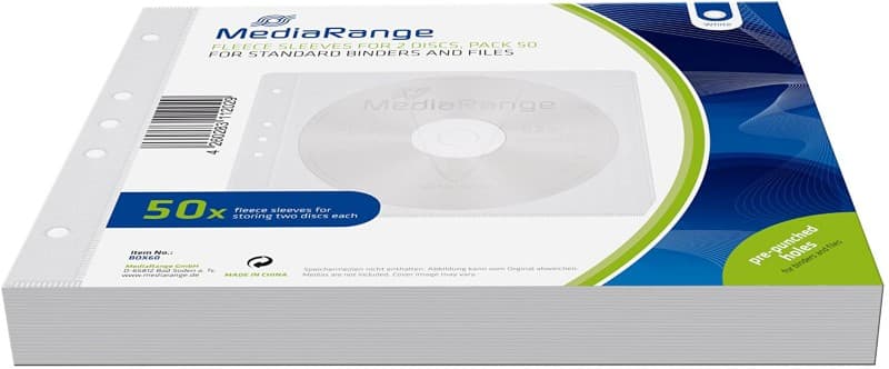 MediaRange CD/DVD Klarsichthüllen BOX60 Vlies Weiß 50 Stück