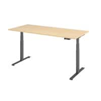 Hammerbacher Rechteckig Sitz-Stehschreibtisch Metall, Holz 1,800 x 800 x 645 - 1,295 mm Hellgrau