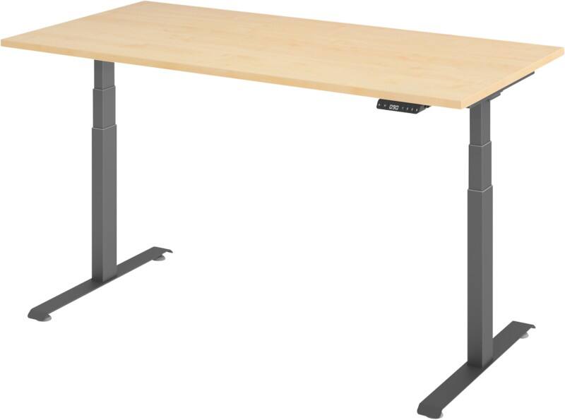 Hammerbacher Rechteckiger Steh-Sitz-Schreibtisch 1.600 x 800 mm Metall, Holz 1.600 x 800 mm Braun