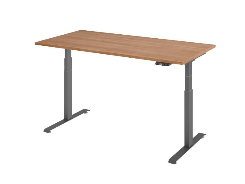 Hammerbacher Rechteckiger Steh-Sitz-Schreibtisch 1.600 x 800 x 1.295 x 645 – 1.295 mm Metall, Holz 1.600 x 800 x 1.295 x 645 – 1.295 mm Braun