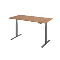 Hammerbacher Rechteckiger Steh-Sitz-Schreibtisch 1.600 x 800 x 1.295 x 645 – 1.295 mm Metall, Holz 1.600 x 800 x 1.295 x 645 – 1.295 mm Braun