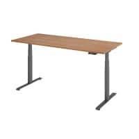 Hammerbacher Rechteckig Sitz-Stehschreibtisch Metall, Holz 1,800 x 800 x 645 - 1,295 mm Braun