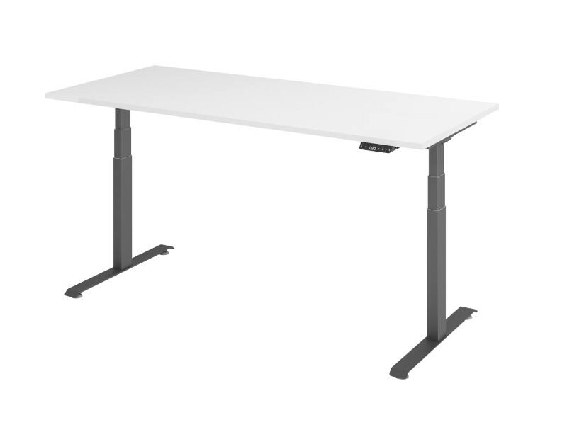 Hammerbacher Rechteckiger Steh-Sitz-Schreibtisch 1.800 x 800 mm Metall, Holz 1.800 x 800 mm Weiß