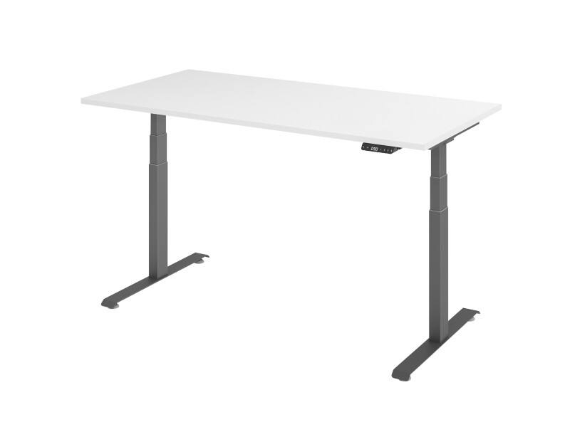 Hammerbacher Rechteckiger Steh-Sitz-Schreibtisch 1.600 x 800 mm Metall, Holz 1.600 x 800 mm Weiß