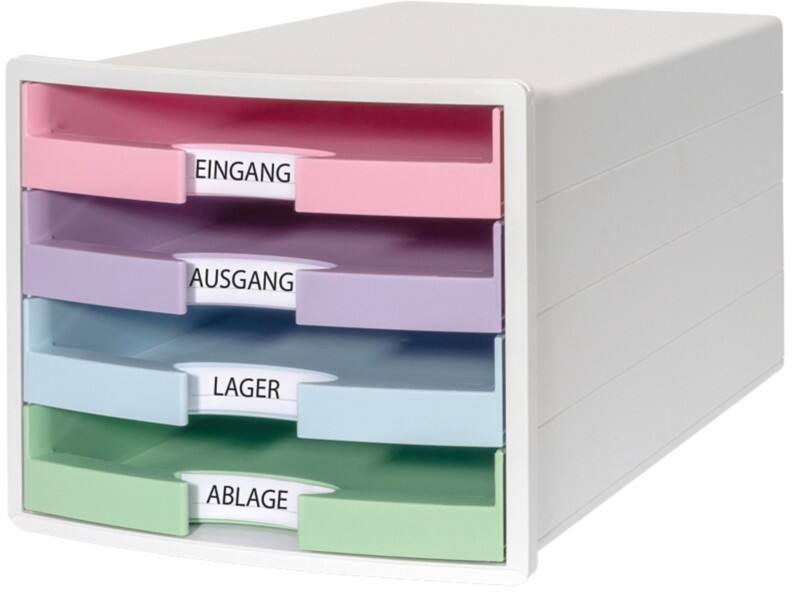 HAN IMPULS Schubladenbox PS (Polystyrol) Weiß 4 Schübe 28 x 36,7 x 23,5 cm DIN A4