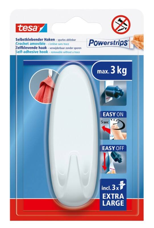 tesa tesa Powerstrips Klebehaken Weiß Synthetischer Kautschuk