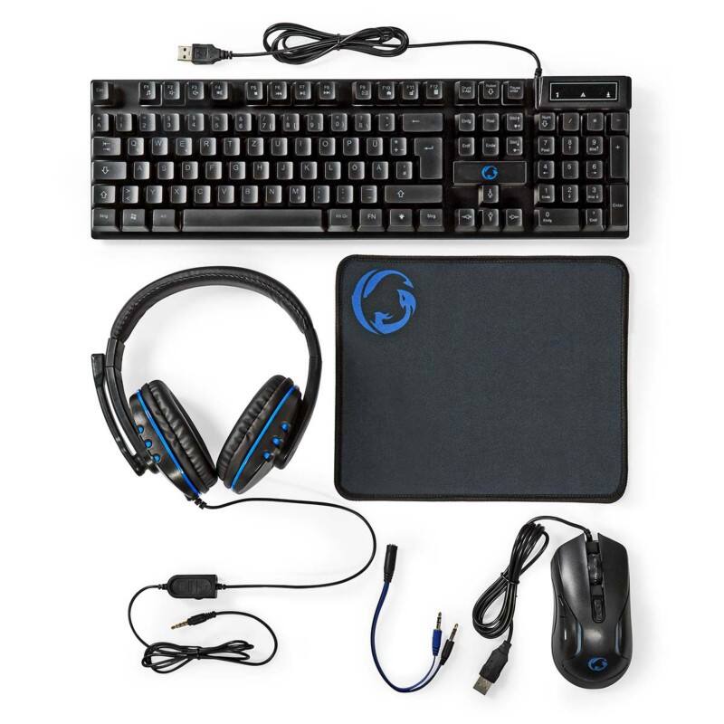 Nedis Gaming Set verkabelt QWERTZ (DE) Schwarz GCK51110BKDE