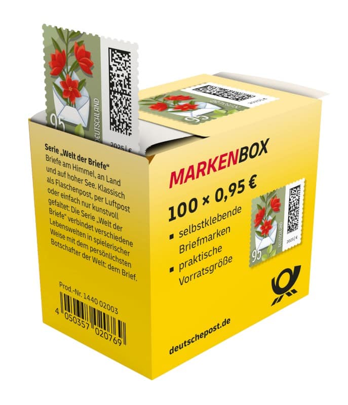 Deutsche Post Blumenbrief Briefmarken 0,95 € Selbstklebend 100 Stück