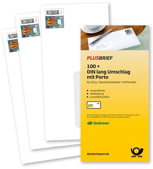 Deutsche Post Briefumschläge mit Porto 0,95 Euro 100 Stück