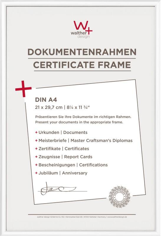 walther design DIN A4 Bilderrahmen KV130W 22,2 (B) x 1,4 (T) x 31 (H) cm KV130W