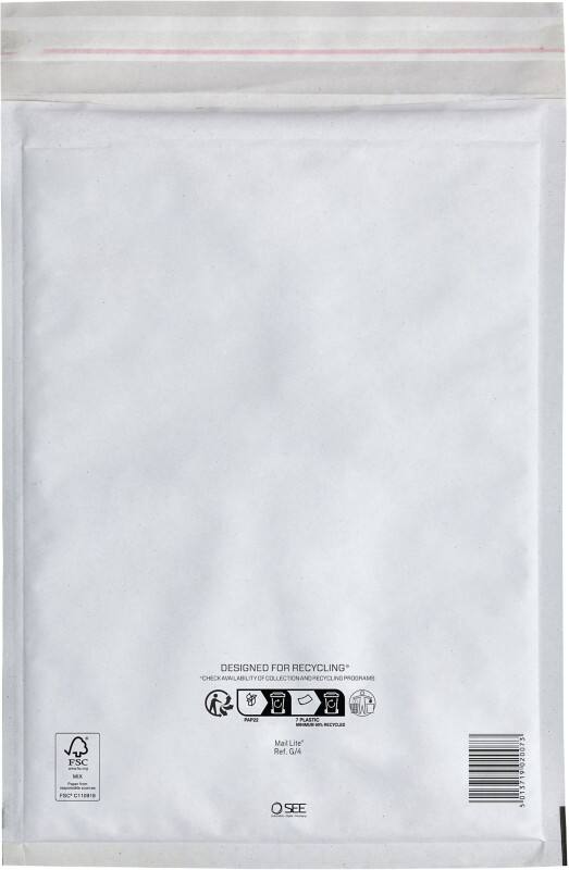 Mail Lite Plus Luftpolster-Versandtaschen G/4 Weiß Ohne Fenster Abziehstreifen 100 Stück