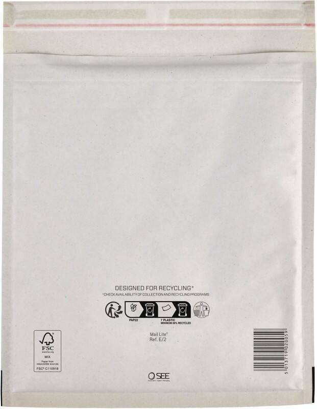 Mail Lite Luftpolster-Versandtaschen E/2 Weiß Ohne Fenster Abziehstreifen 200 Stück