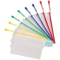 Djois Aufbewahrungstaschen DIN A5 Reißverschluss PVC (Polyvinylchlorid) Querformat 19,5 (B) x 26 (T) x 2,5 (H) cm Farbig Sortiert 8 Stück