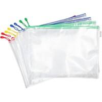 Djois Aufbewahrungstaschen DIN A3 Reißverschluss PVC (Polyvinylchlorid) Querformat 33 (B) x 46 (T) x 2,5 (H) cm Farbig Sortiert 8 Stück