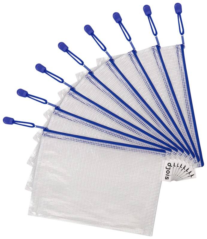 Djois Aufbewahrungstaschen DIN A5 Reißverschluss PVC (Polyvinylchlorid) Querformat 19,5 (B) x 26 (T) x 2,5 (H) cm Blau