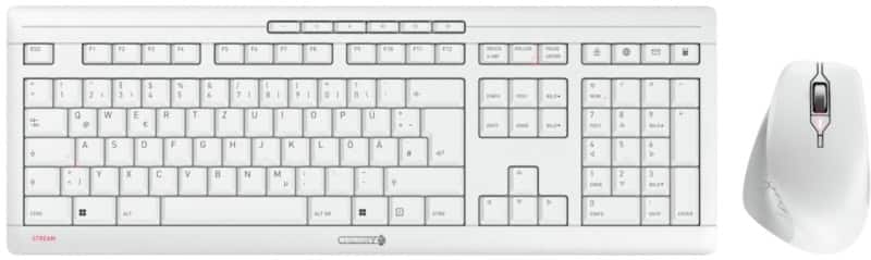 CHERRY Stream Desktop Tastatur und Maus Kabellos QWERTZ Weiß 2 Stück