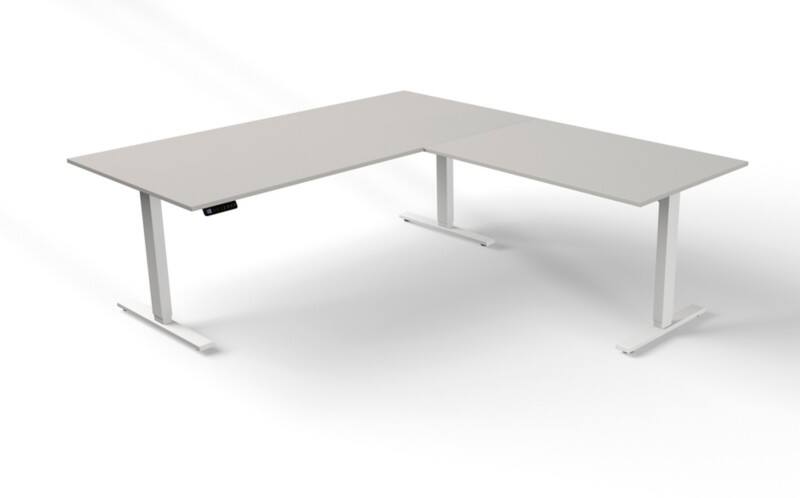 Kerkmann Move 3 Sitz-Stehschreibtisch Freiform Hellgrau T-Fuß 2.000 (B) x 1.000 (T) x 720 (H) mm Holz