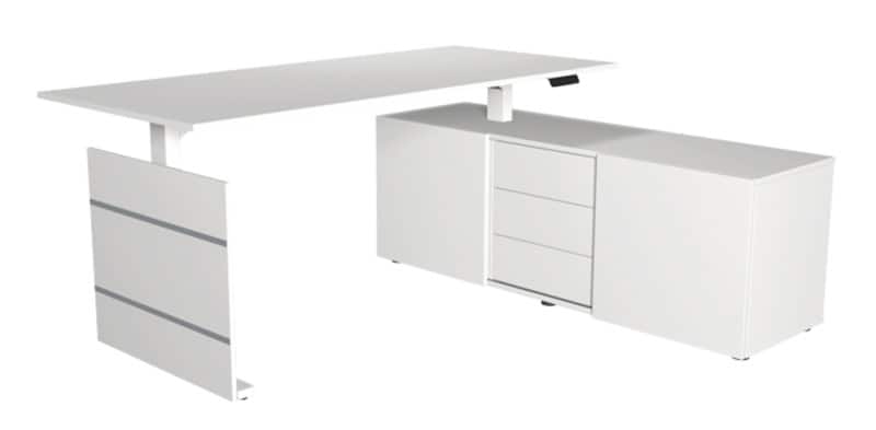 Kerkmann Move 3 Sitz-Stehschreibtisch Freiform Eiche T-Fuß 3 Schubladen 1.800 (B) x 800 (T) x 1.200 (H) mm Holz