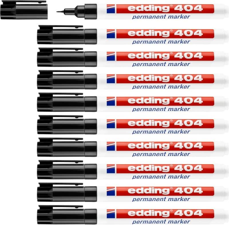 edding 404 Permanentmarker Extra feine Rundspitze 0,75 mm Schwarz Wasserbeständig 8 + 2 gratis