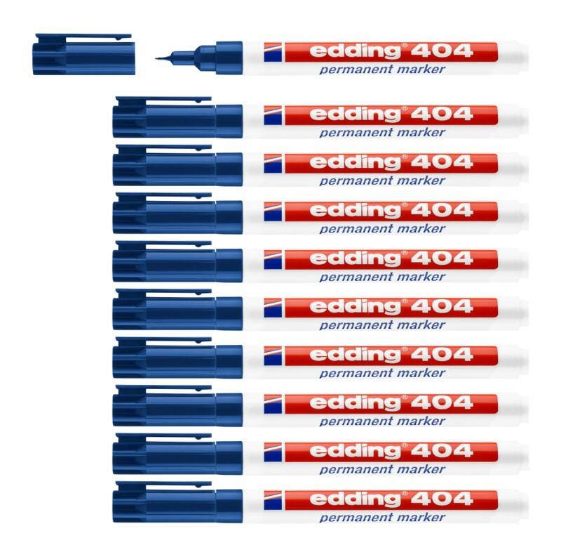 edding 404 Permanentmarker Extra feine Rundspitze 0,75 mm Blau Wasserbeständig 8 + 2 gratis