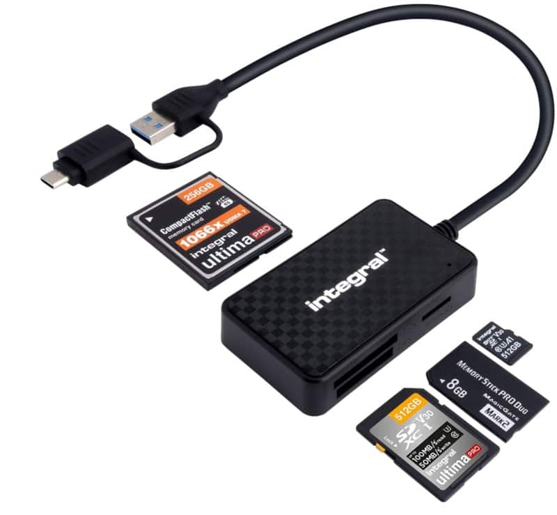 Integral Kartenlesegerät USB A Male USB-C Male 0.3 m Schwarz