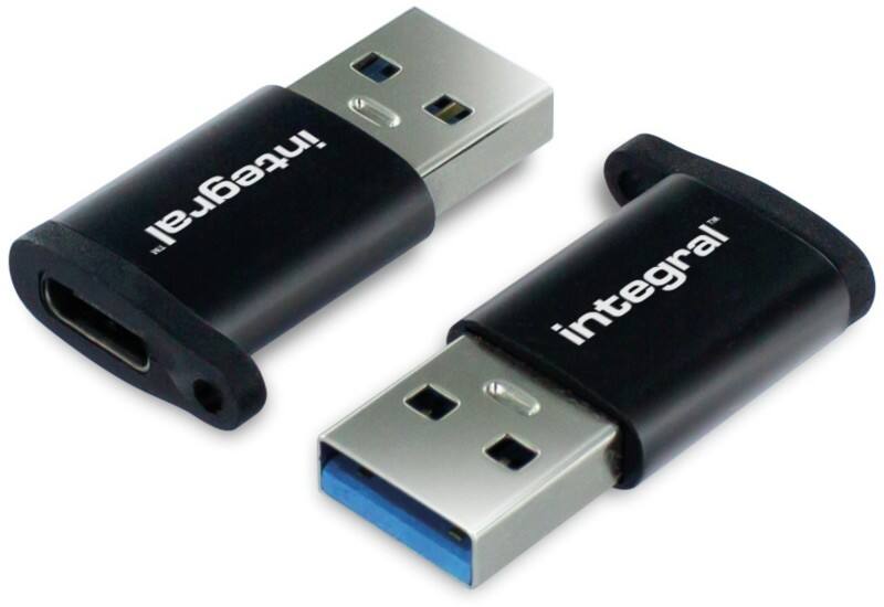 Integral USB-Stecker USB A Male USB-C Female Schwarz 2 Stück