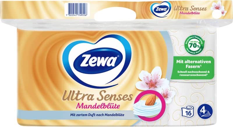 Zewa Toilettenpapier Ultra Senses Mandelblüte 4-lagig 16 x 135 Blatt