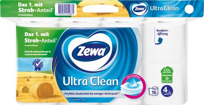Zewa Ultra Clean Toilettenpapier 4-lagig 16 x 150 Blatt