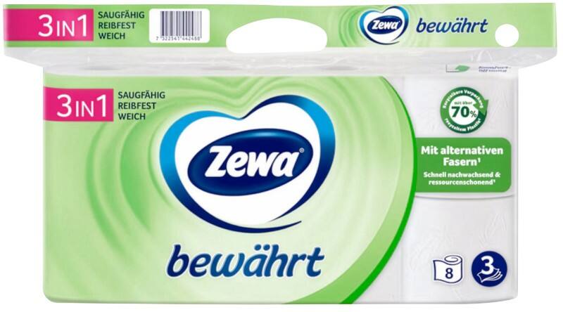 Zewa Toilettenpapier Weiß 3-lagig 8 x 150 Blatt